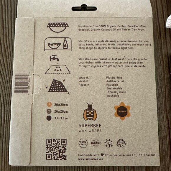 Beeswax Food Wraps Set of 6 Reusable Mesh Produce Bags Set of 5 Eco Friendly - Picture 3 of 5